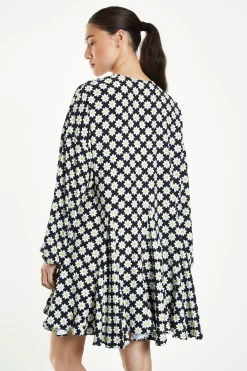 Glamorous Day Dresses|Mini Dresses|Sixties Flower Long Sleeve Oversized Mini Dress -