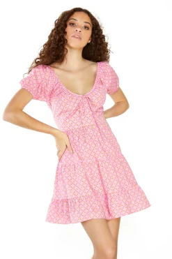 Glamorous Mini Dresses|Mini Dresses|Sixties Geo Ditsy Milkmaid Mini Dress -