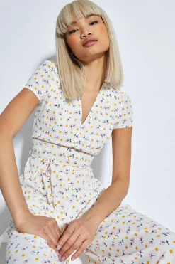 Glamorous Jumpsuits|Space Out Ditsy V- Neck Jumpsuit -