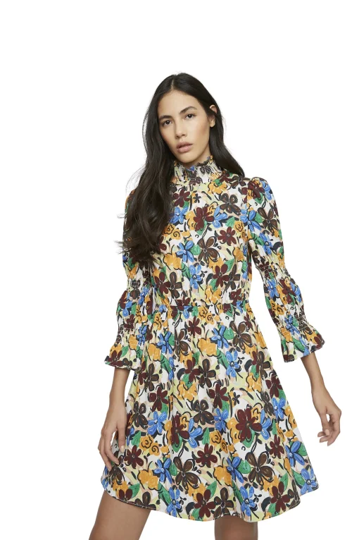 Glamorous Mini Dresses|Mini Dresses|Spring Floral High Neck Mini Dress -