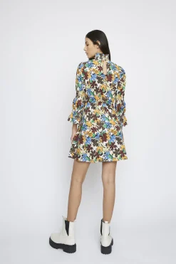 Glamorous Mini Dresses|Mini Dresses|Spring Floral High Neck Mini Dress -