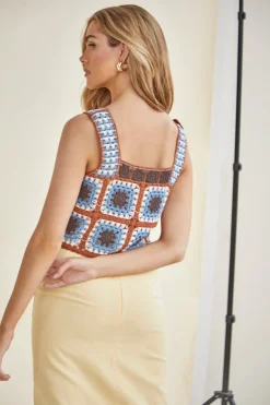 Glamorous Chic Escapes|Square Neck Crochet Vest Top -