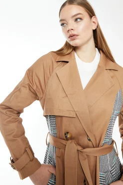Glamorous Longline Coats|Coats|Stone Check Trench Coat -