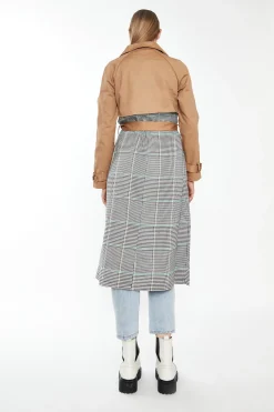 Glamorous Longline Coats|Coats|Stone Check Trench Coat -