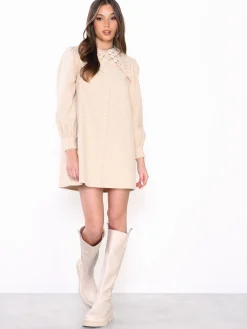 Glamorous Day Dresses|Mini Dresses|Stone Corduroy Collar Button Front Mini Dress -