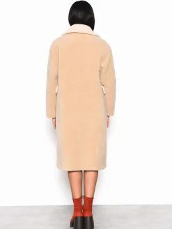 Glamorous Faux Fur & Leather|Longline Coats|Stone Cream Fur Longline Coat -