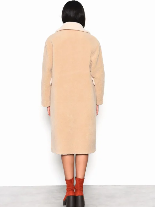 Glamorous Faux Fur & Leather|Longline Coats|Stone Cream Fur Longline Coat -