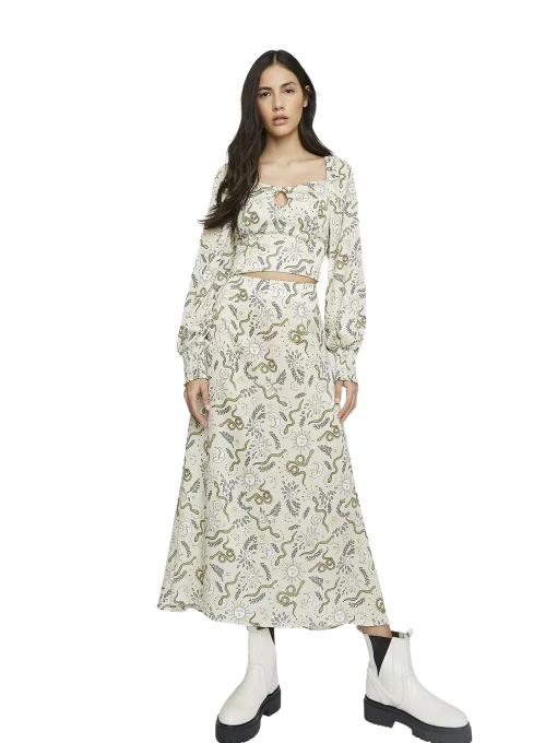 Glamorous Midi & Midaxi Skirts|Stone Sun and Moon Print Midi Skirt -