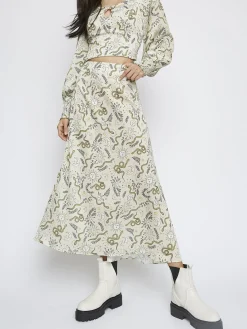 Glamorous Midi & Midaxi Skirts|Stone Sun and Moon Print Midi Skirt -