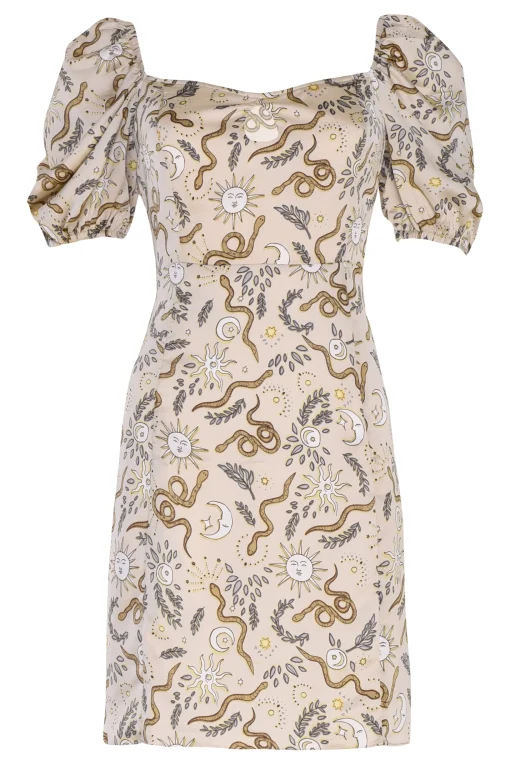 Glamorous Mini Dresses|Mini Dresses|Stone Sun Moon Pattern Square Neck Mini Dress -