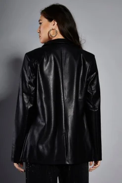 Glamorous Go To Partywear|Glamorous Studio|Studio Black PU Blazer Jacket -
