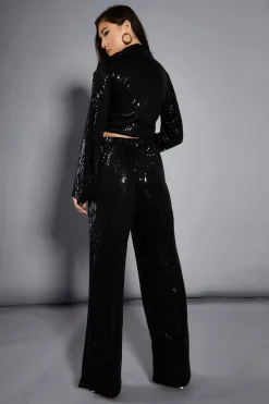 Glamorous Go To Partywear|Glamorous Studio|Studio Black Sequin Trousers -
