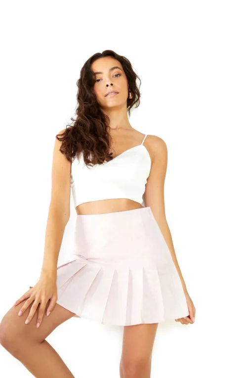 Glamorous Best Dressed Guest|Go To Partywear|Studio Washed Lilac Half Pleated Mini Skirt -