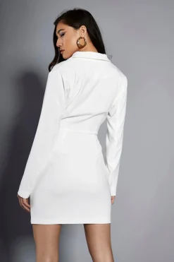 Glamorous Go To Partywear|Party Dresses|Studio White Blazer Dress with Cut Out Details -
