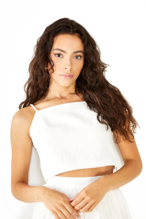 Glamorous Go To Partywear|Crops, Corsets & Bodysuits|Studio White Cotton Double Strap Crop Top -