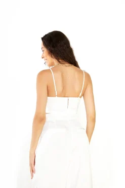 Glamorous Best Dressed Guest|Go To Partywear|Studio White Satin Seamed Bralette -