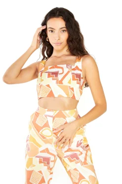 Glamorous Chic Escapes|Crops, Corsets & Bodysuits|Sun washed Abstract Crop Top -