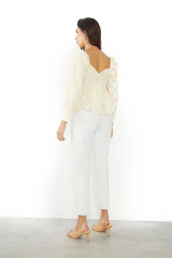Glamorous Blouses & Shirts|Sunflower Check Sweetheart Peplum Blouse. -