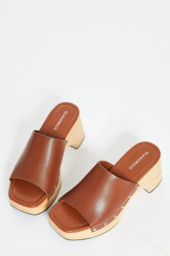 Glamorous Chic Escapes|Mules|Tan Open Toe Mule Clog Sandals -
