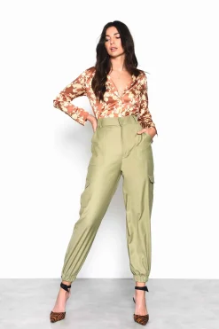 Glamorous Blouses & Shirts|Tan Yellow Floral Long Sleeve Button Down Shirt -