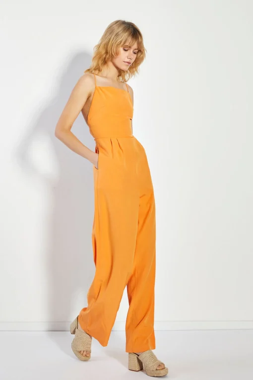 Glamorous Jumpsuits|Wide Leg Trousers|Tangerine Backless Wide Leg Jumpsuit -