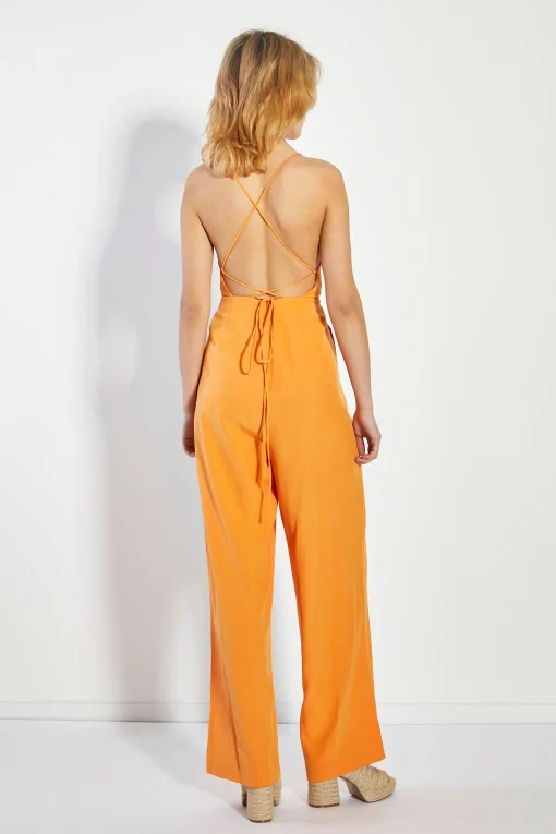 Glamorous Jumpsuits|Wide Leg Trousers|Tangerine Backless Wide Leg Jumpsuit -