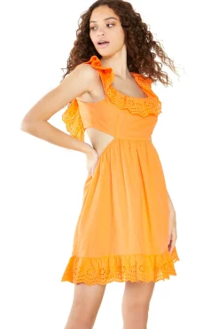 Glamorous Mini Dresses|Mini Dresses|Tangerine Ruffle Open Back Tie Mini Dress -