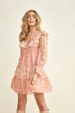Glamorous Mini Dresses|Mini Dresses|Tiered Ruffle Empire-line Babydoll Mini Dress -