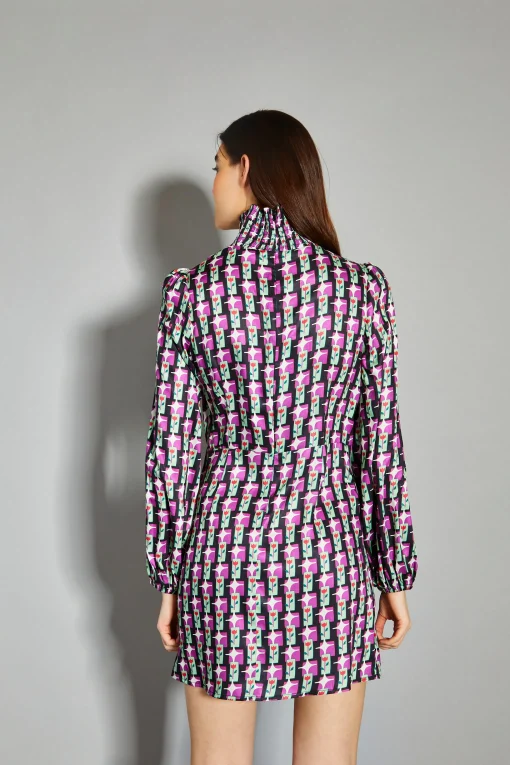 Glamorous Day Dresses|Mini Dresses|Tulip Multi Geo Print High Neck Mini Dress -