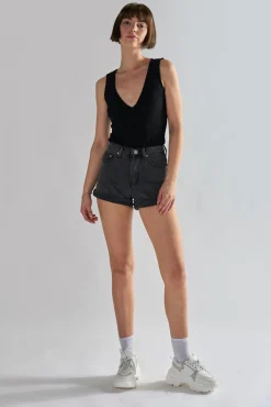 Glamorous Chic Escapes|Denim Shorts|Washed Black High Waisted Denim Shorts -
