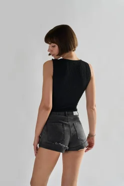 Glamorous Chic Escapes|Denim Shorts|Washed Black High Waisted Denim Shorts -