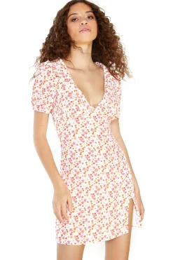 Glamorous Day Dresses|Mini Dresses|Watercolour Ditsy V- Neck Side Split Mini Dress -