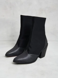 Glamorous Boots|Western Material Mix Sock Boots -