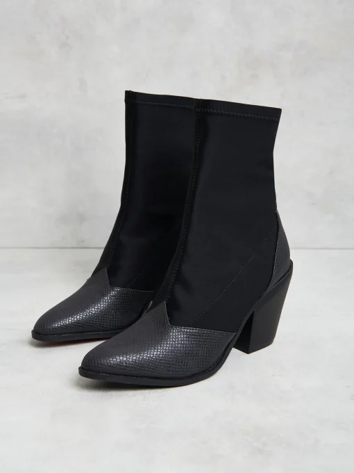 Glamorous Boots|Western Material Mix Sock Boots -