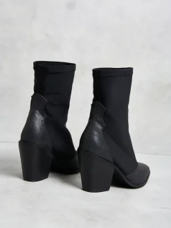 Glamorous Boots|Western Material Mix Sock Boots -