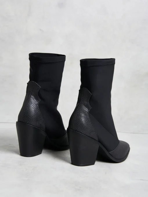 Glamorous Boots|Western Material Mix Sock Boots -
