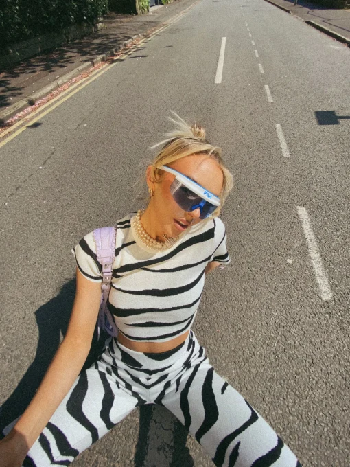 Glamorous Jet Setter|Co-ords|White Black Zebra Knitted Crop Top -
