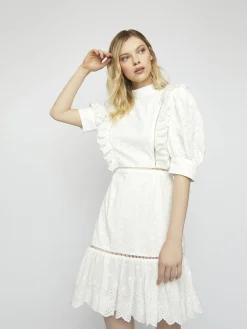 Glamorous Mini Dresses|Mini Dresses|White Broderie Tie Back Mini Dress -