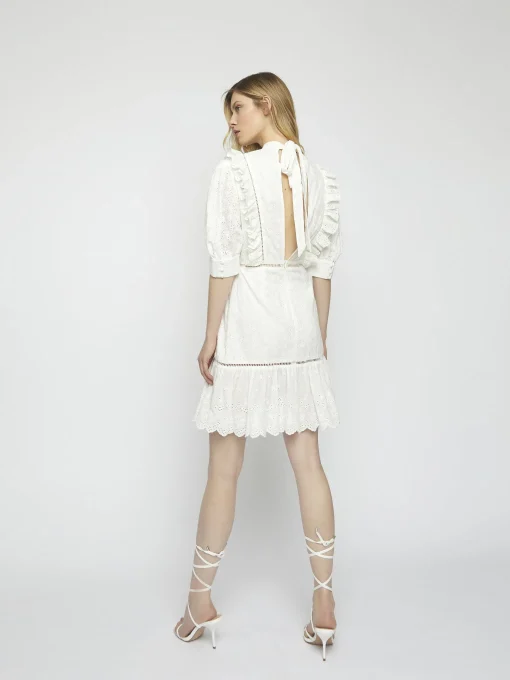 Glamorous Mini Dresses|Mini Dresses|White Broderie Tie Back Mini Dress -