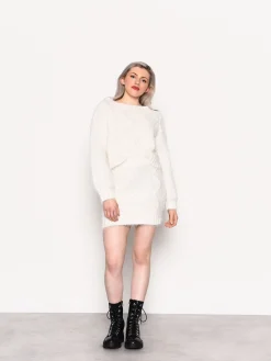 Glamorous Knitted Skirts|Mini Skirts|White Knitted Mini Skirt -