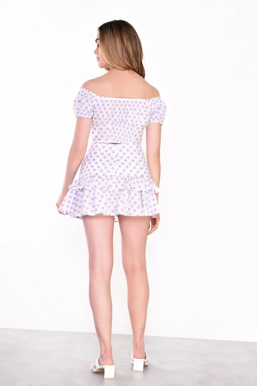 Glamorous Best Dressed Guest|White Lilac Broderie Bardot Crop Top -