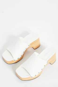 Glamorous Go To Partywear|Chic Escapes|White Open Toe Mule Clog Sandals -