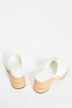 Glamorous Go To Partywear|Chic Escapes|White Open Toe Mule Clog Sandals -
