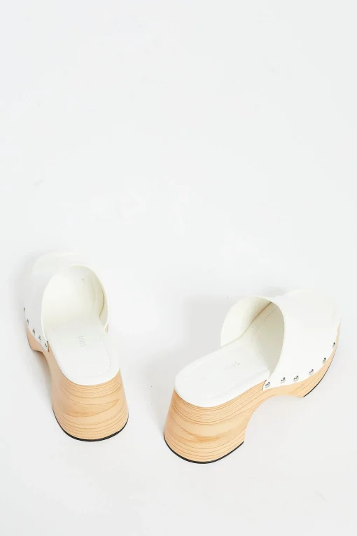 Glamorous Go To Partywear|Chic Escapes|White Open Toe Mule Clog Sandals -