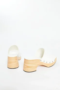 Glamorous Go To Partywear|Chic Escapes|White Open Toe Mule Clog Sandals -