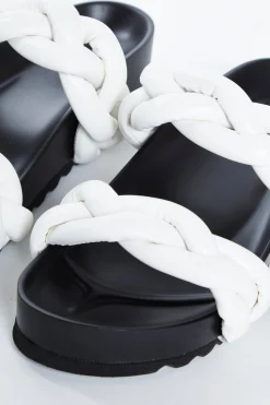 Glamorous Jet Setter|Chic Escapes|White Plaited Double Strap Sandals -