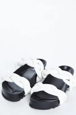 Glamorous Jet Setter|Chic Escapes|White Plaited Double Strap Sandals -