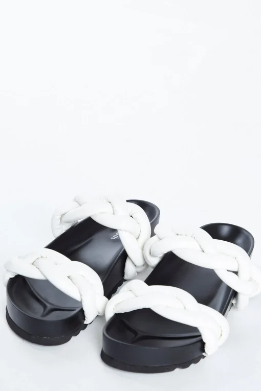 Glamorous Jet Setter|Chic Escapes|White Plaited Double Strap Sandals -