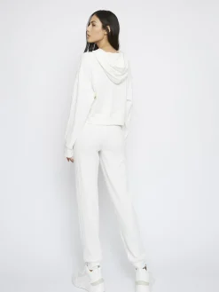 Glamorous Jet Setter|White Relaxed Soft Ribbed Loungewear Trousers -