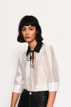 Glamorous Blouses & Shirts|White Sheer Blouse With Tie Detail -